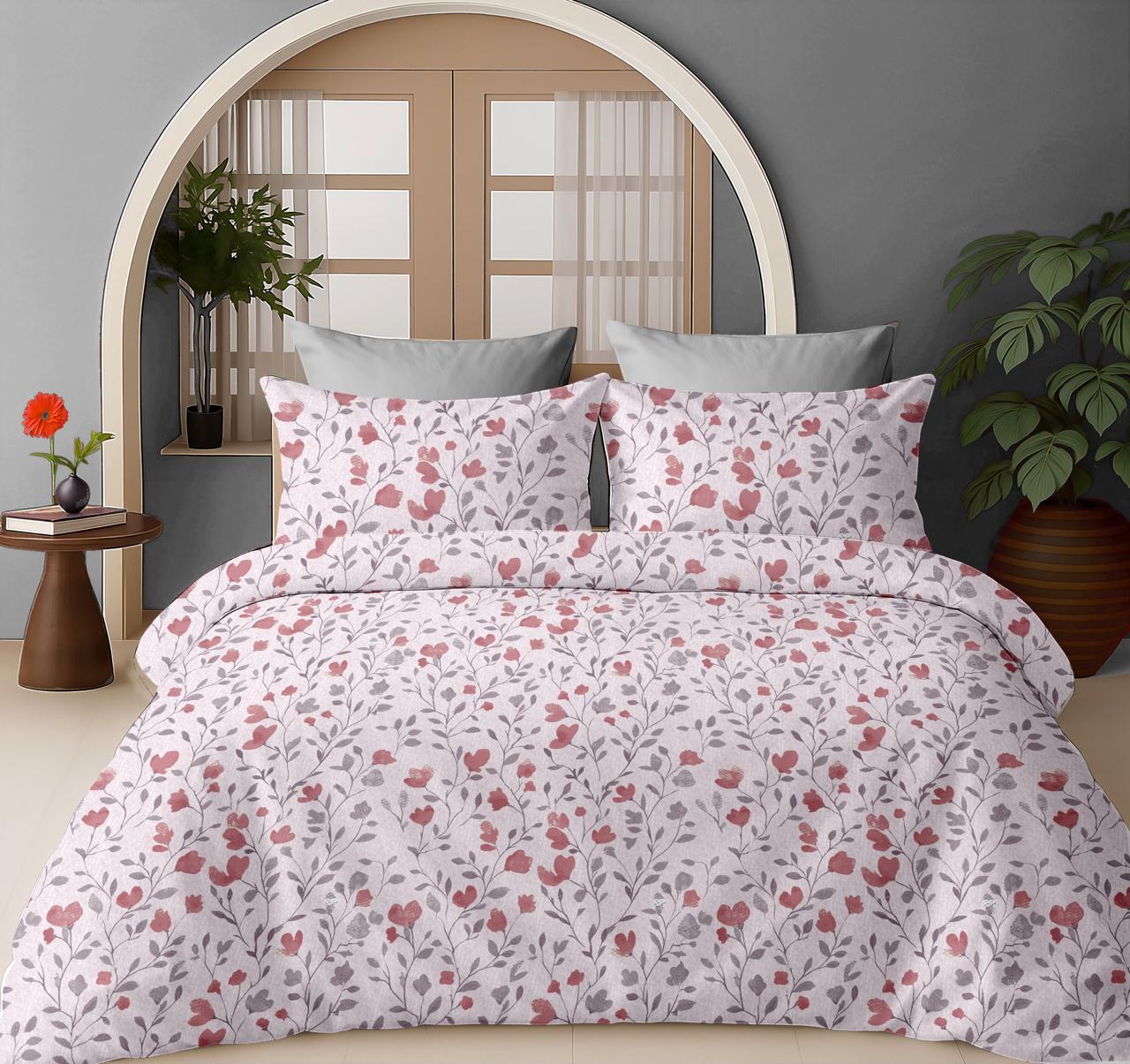White & Pink Floral Bedsheet